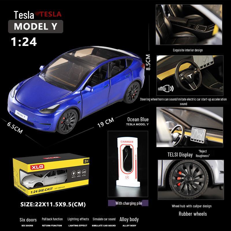 1:24 Tesla Alloy Car Model Simulation Toy - New Energy Vehicle for Kids