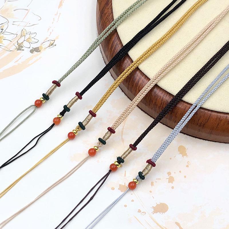 Adjustable Hand-Woven Jade Agate Emerald Pendant Necklace Cord for Men & Women