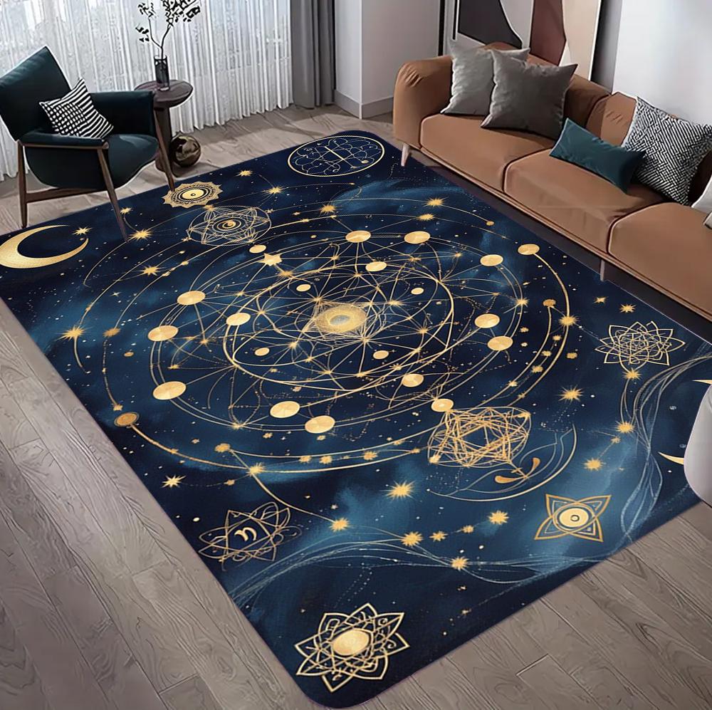 Carpets Mysterious Star and Moon Map Rugs for Living Room Bedroom Home Decor Area Rug Non-slip Chair Sofa Floor Mat Yoga MatGift