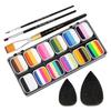 Gesichtsmalerei-Set 1-Strich 12 Split-Kuchen-Palette, Wasseraktivierbares Körpermalerei-Set Mit 3 Pinseln 2 Schwämmen