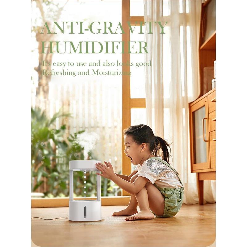 Anti-Gravity Water Drop Backflow Humidifier, Ultrasonic Mist Maker with Remote Control & RGB LED Color Night Light