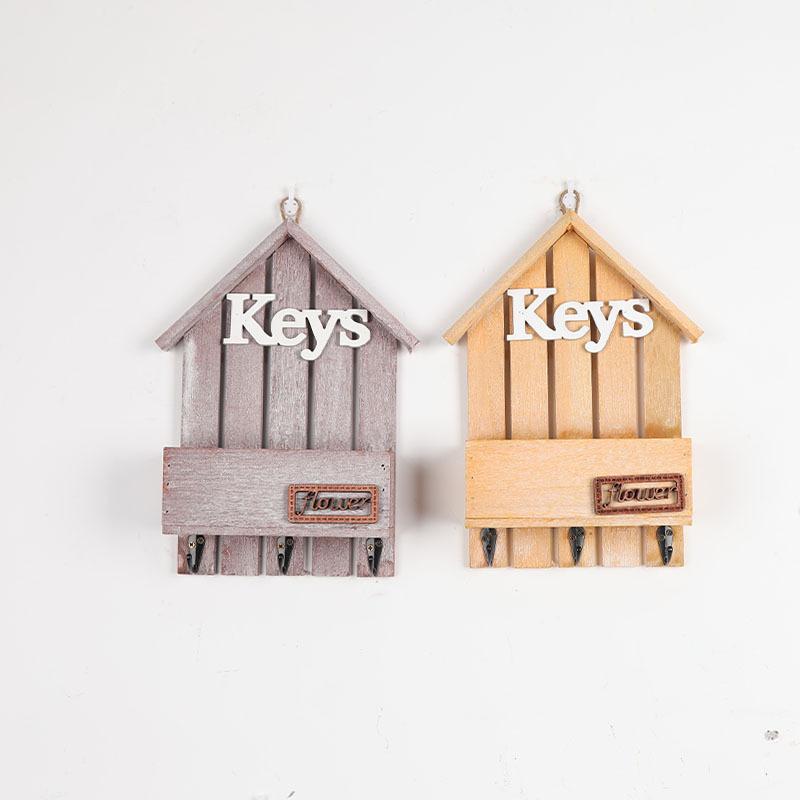 Wall Decoration, Wall Hanging, Wooden, Flowerpot, Mediterranean Style, Simulated Dried Flowers, Wooden Box Flower Vase, Entrance Key Hook