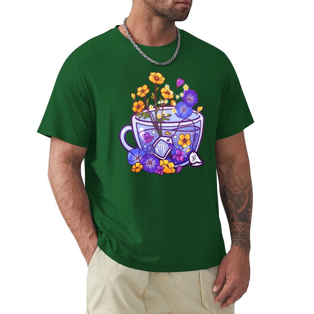 Virgo Zodiac Teacup T-Shirt Graphic Tee Shirt Blacks Anime Stuff Cheap Stuff Graphic T Shirts Men