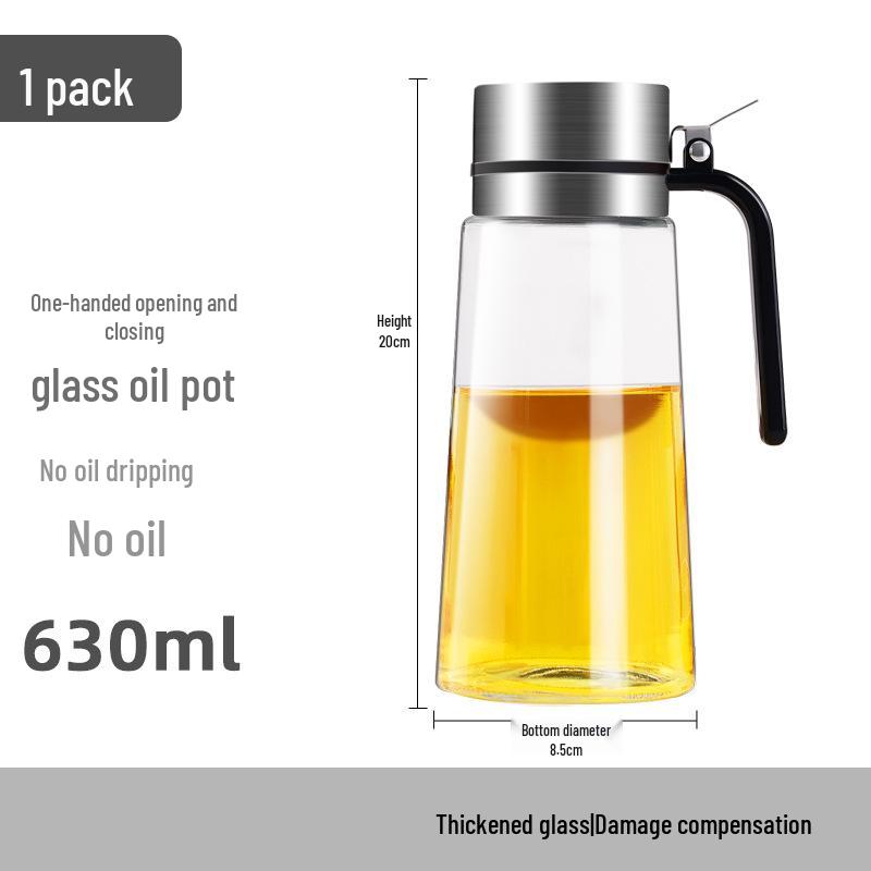 304 Stainless Steel Borosilicate Glass Leak-Proof Oil and Vinegar Bottle - Non-Stick, Ideal for Kitchen Use