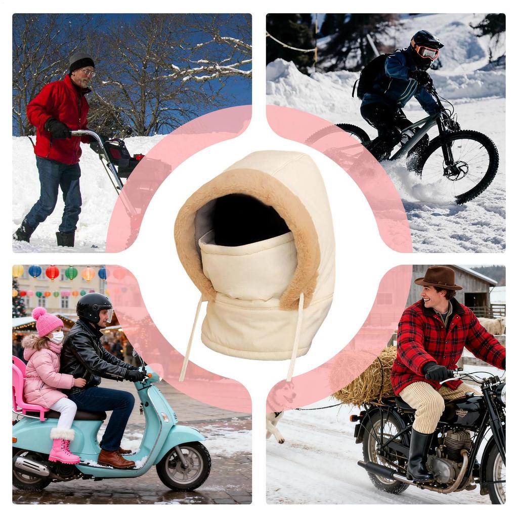 Winter Warm Hats Windproof Thickened Hood Ski Hat With Face Cover And Scarf For Women Men Cold Weather Outdoor Camping