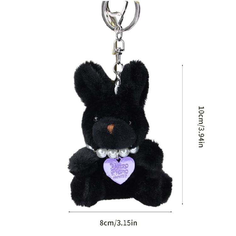 Adorable Lint Toy Keychain Little Rabbit Pendant Key Chain Jewelry for Girl Kid