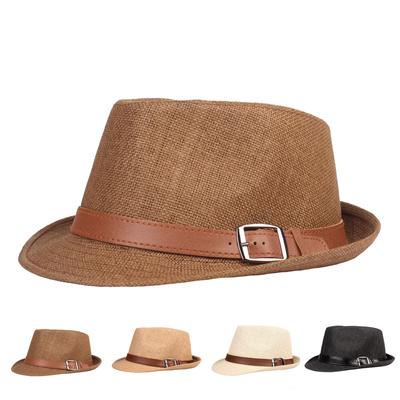 Herren Bowler Hut Sommer Strohhut Männer Jazz Hut Gentleman Hut Atmungsaktiv Sonnenhut