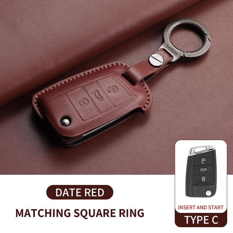 Leather Car Key Case Cover for Volkswagen VW Polo Golf7 MK7 Tiguan Passat Golf Jetta Lavida Car Remote Key Case Shell Accessorie