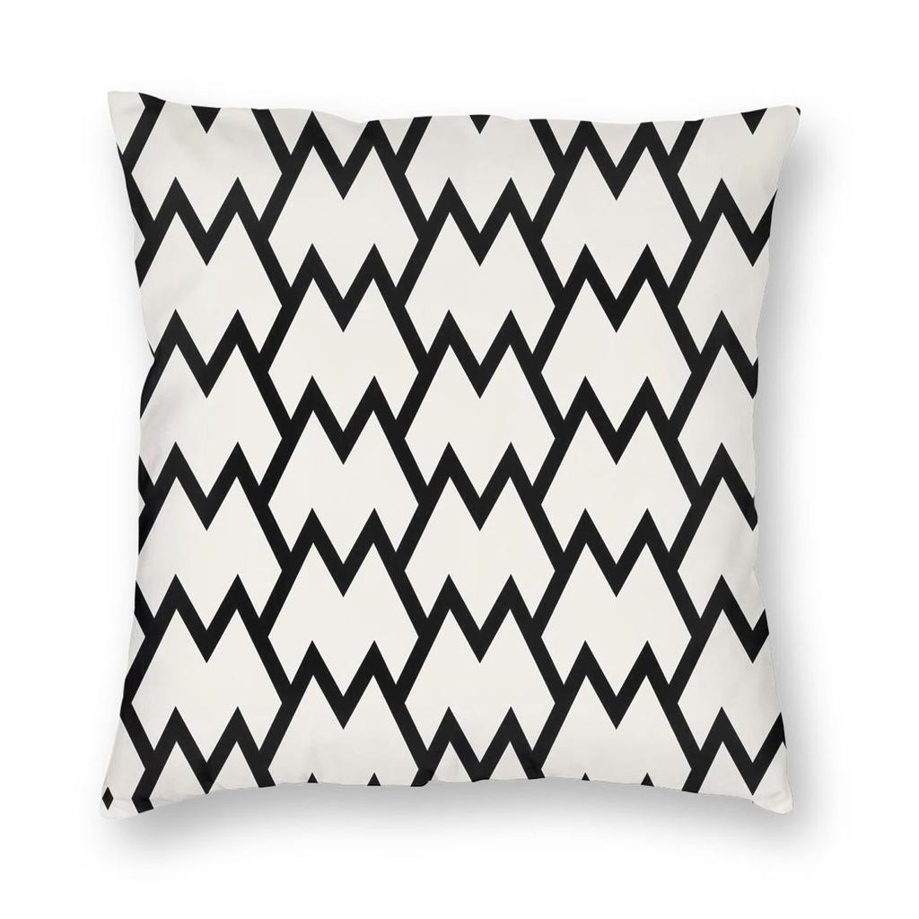 Cream Black Tessellation Line Square Pillowcase Polyester Linen Velvet Printed Zip Decorative Home Cushion Cover Wholesale
