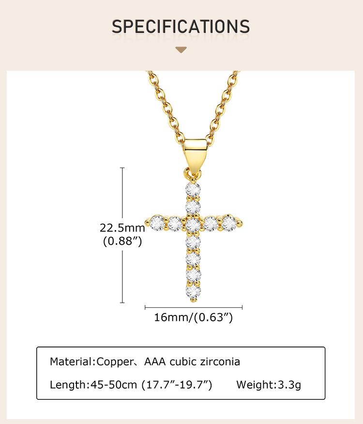 Cubic Zirconia Crucifix Cross Neckalce Pendant for Women Simple Layered Jewelry