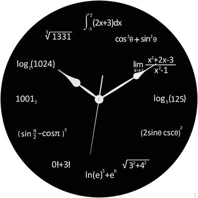 Math Equations Wall Clock Round Mathematics Black Board Non Ticking for Study Room