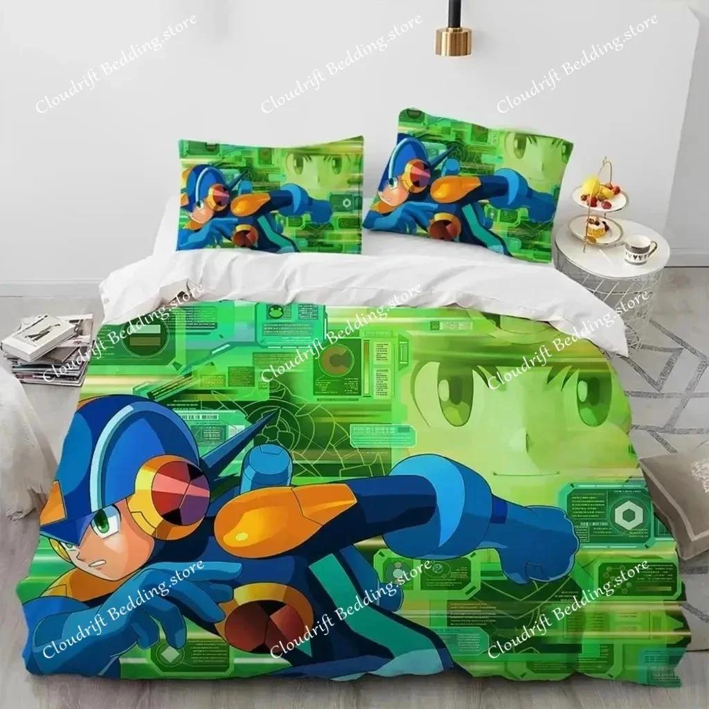 3D-Druck Rockman Megaman Spiel Cartoon Bettwäsche Set Jungen Mädchen Twin Queen Size Bettbezug Kissenbezug Bett Kinder Erwachsene026