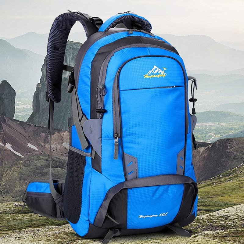 Spacious 50l Camping Backpack Travel Outdoor Bag With Waterproof Features For Hiking