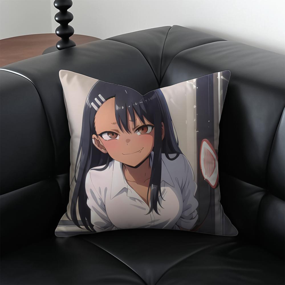 anime comedy NNagatoro SSan Cushion Cover Pillow Case Antidustmite Invisible zipper silky plush cushion