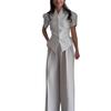  summer new cross-border European and American casual bag sleeve suit button cardigan long sleeve jacket loose wide leg pants suit