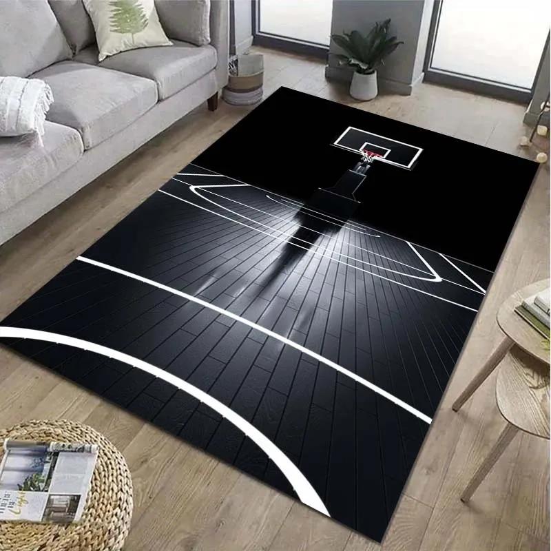 Basketball Hoop Art Pattern Area Rug Sports Carpet for Living Room Bedroom Game Room Non-Slip Floor Mat Home Decor Gift