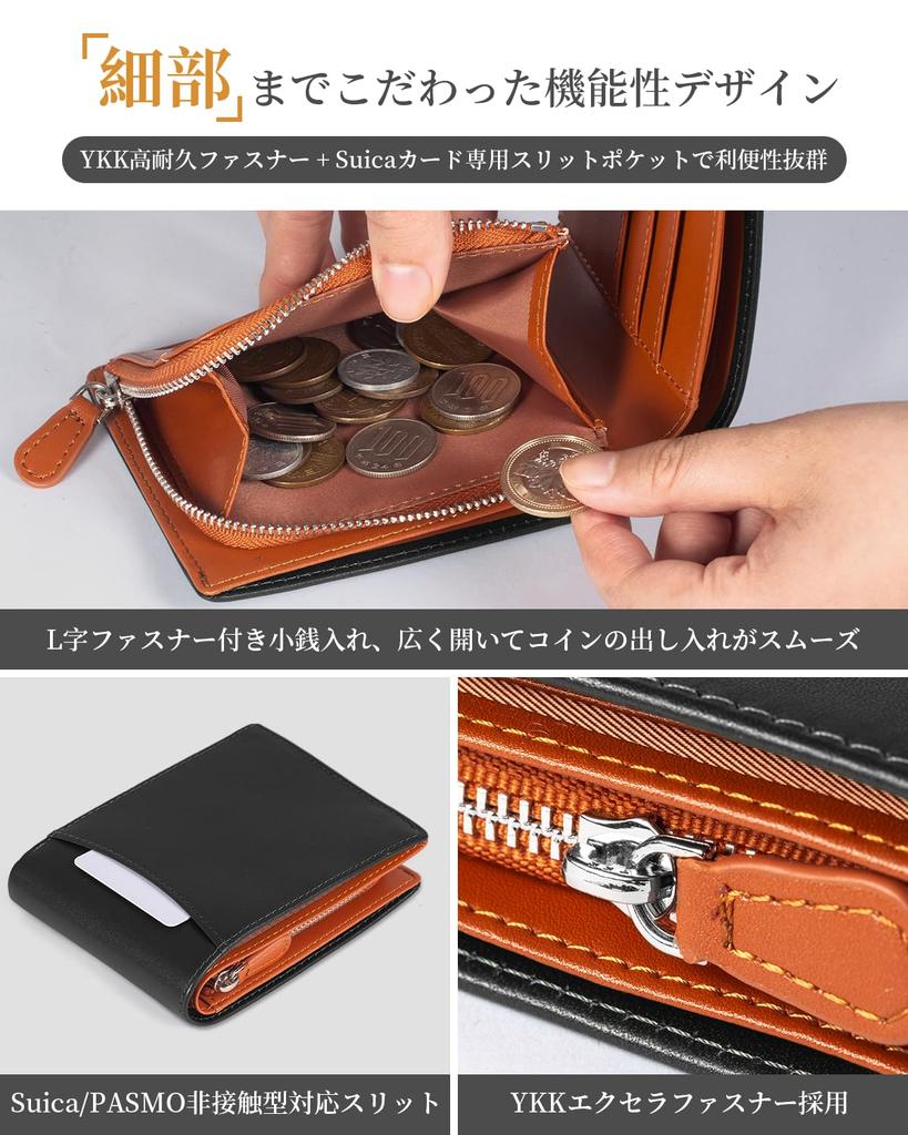 Popular Genuine Large YKK Coin Made by Top Leather For Good Day Gift [Tochigi Leather] Men's Wallet, Bi-fold, Brand, Leather, Capacity, Zipper,