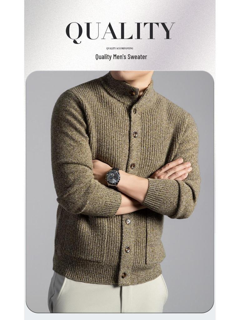 Winter 2025 Koreanischer Stil Dicker Woll-Herren-Cardigan