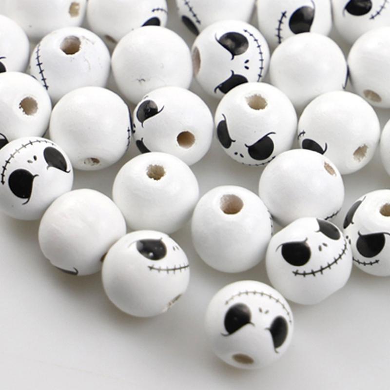 10 Pcs Craft Wood Beads Halloween Beads Polished Round Beads for Jewelry Making