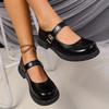 Fashion Black Ankle Buckle Platform Pumps Women  Style Patent Leather Mary Jane Shoes Woman Punk Thick Heels Lolita Shoes