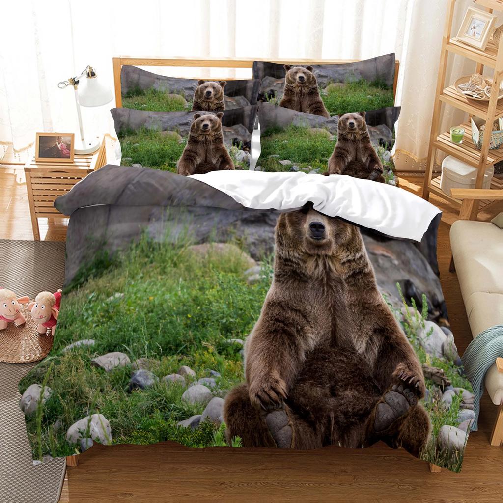 Dropshipping Animal Pattern Cow, bear, Wolf Bedding Set Duvet Cover Sets Housse De Couette Super Comfortable Cotton Bedclothes