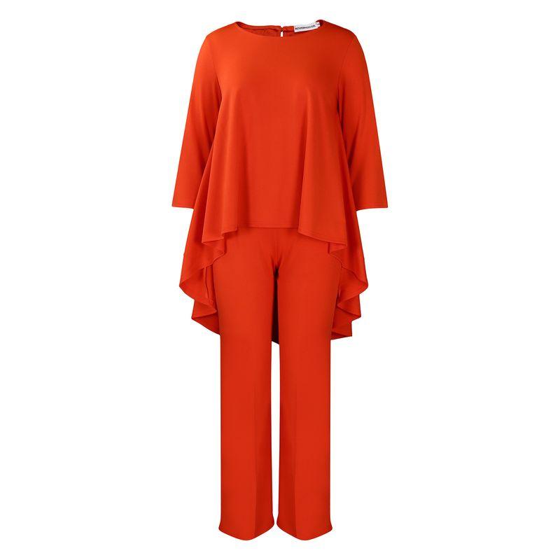 

Irregular Top Wide Leg Pants Set Irregular Top Casual Loose Pants Suit Orange S