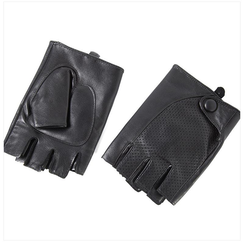 Echtes Leder Herren Halbfinger Fahren Radfahren Rutschfest Belüftung Fingerlos Fitnessstudio FitnessS Lammleder Outdoor Sport Handschuhe