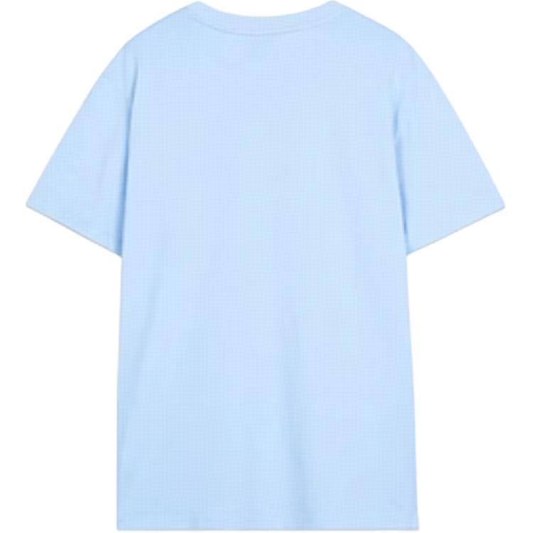 Skechers Colorful Casual Series Solid Color Breathable Sports Short Sleeve T-Shirt Unisex Tops Sky-Blue L122U166-0147