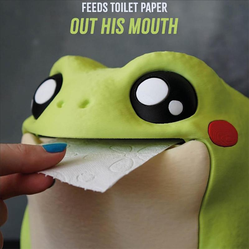 Frodrick The Frog Toilet Paper Dispenser 3D Printed Toilet Paper Holder Tissue Storage Rack Frog Flip Belly Towel Roll Holder