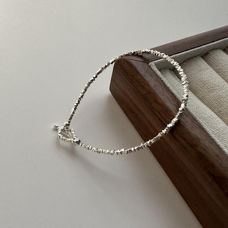 Korean Design Genuine 925 Sterling Silver Geometric Silver Beads Beaded Bracelets OT Clasp New Women Jewelry 16cm