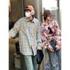2024 Plaid Long Sleeve Shirt Japanese Hong Kong Style Ins Loose Shirt Boys Summer Trendy Versatile Casual Coat