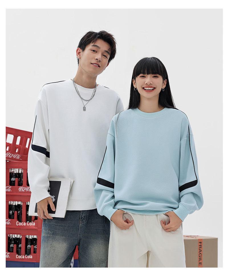 Damen Retro Colorblock Baumwoll-Sweatshirt - Trendiger, lockerer Pullover mit tief angesetzten Schultern für Paare