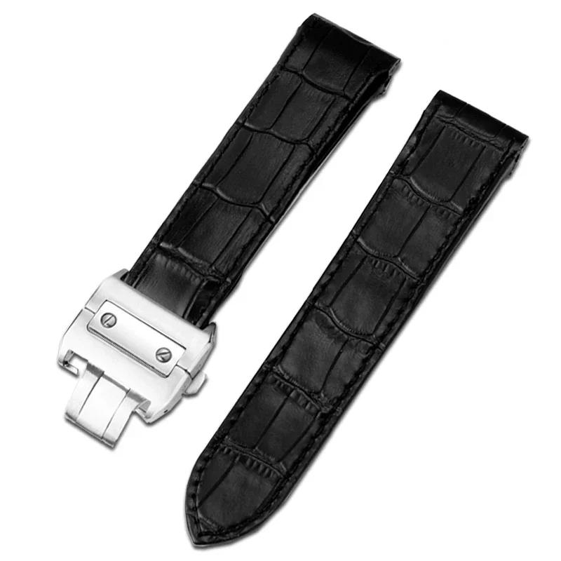 Originální kožený řemínek k hodinkám pro Cartier Sandoz Santos 100 Vodotěsný Muži Ženy Santos Lepicí hlava Díly Řemínky k hodinkám 20mm 23mm