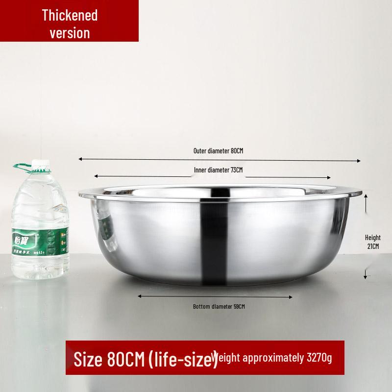 Stainless Steel Basin, Large/Extra-Large: Ideal for Washing Vegetables, Mixing Dough, or Bathing.