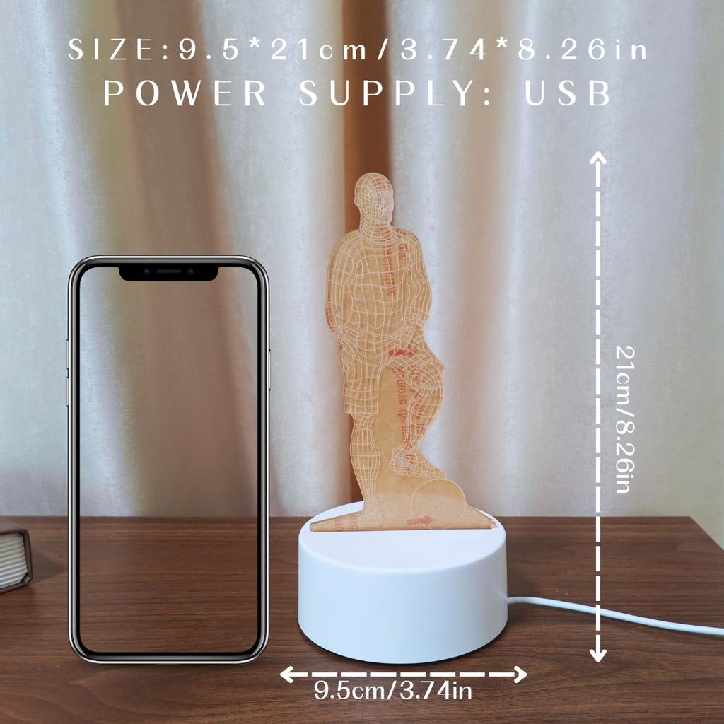 Luz de noite 3D de jogador de futebol monocromático, luz de presente de aniversário e feriado, luz de atmosfera para decoração de quarto