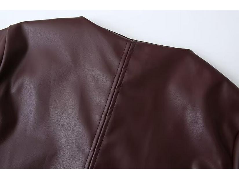 2024 Autumn Women's European & American Style Versatile Short Leather Jacket