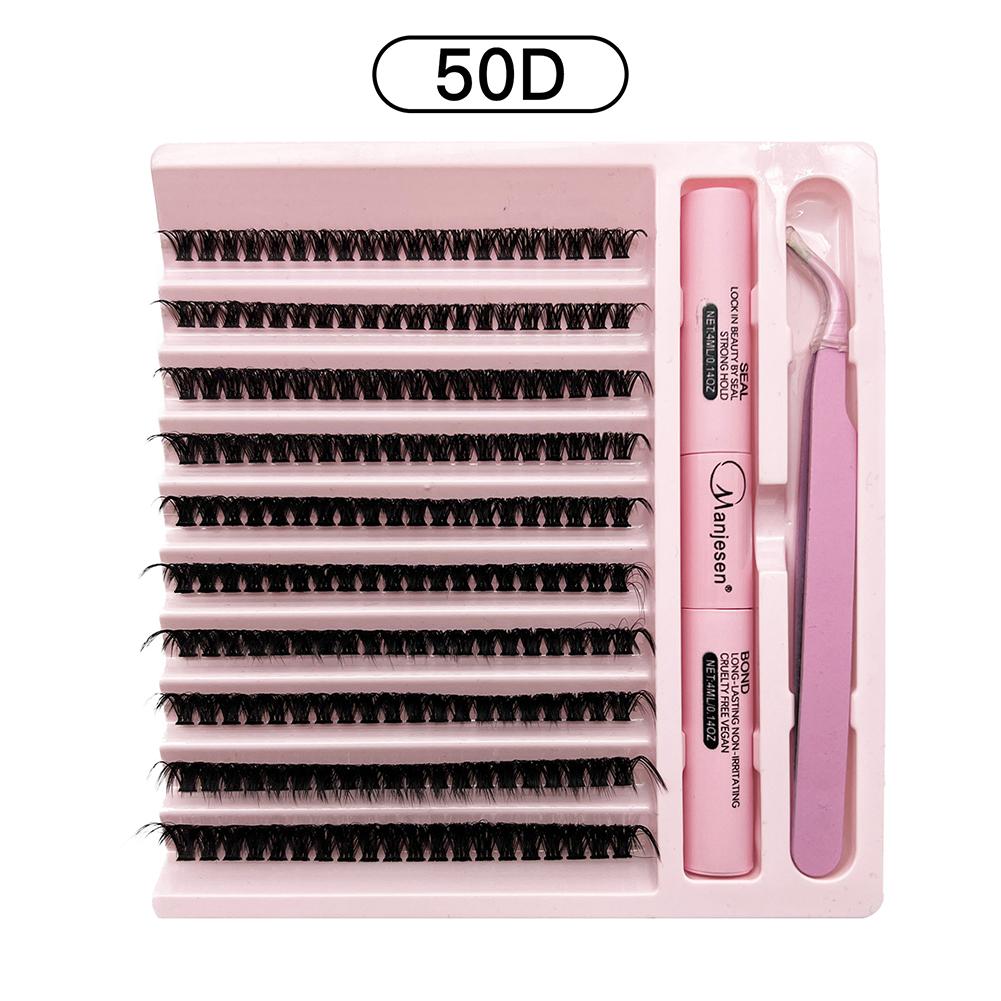 DIY Lashes Clusters Set Extensions Kit Fake Eyelashes Mix Lash Clusters with Lash Bond Seal and Lash Applicator Tool Makeup