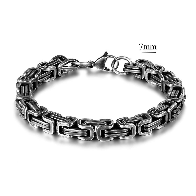 Mens vintage 5-10mm Stainless Steel Byzantine Curb Cuban Link Chain Bracelets for Men Unisex HIp-HOP Wrist Jewelry Gifts