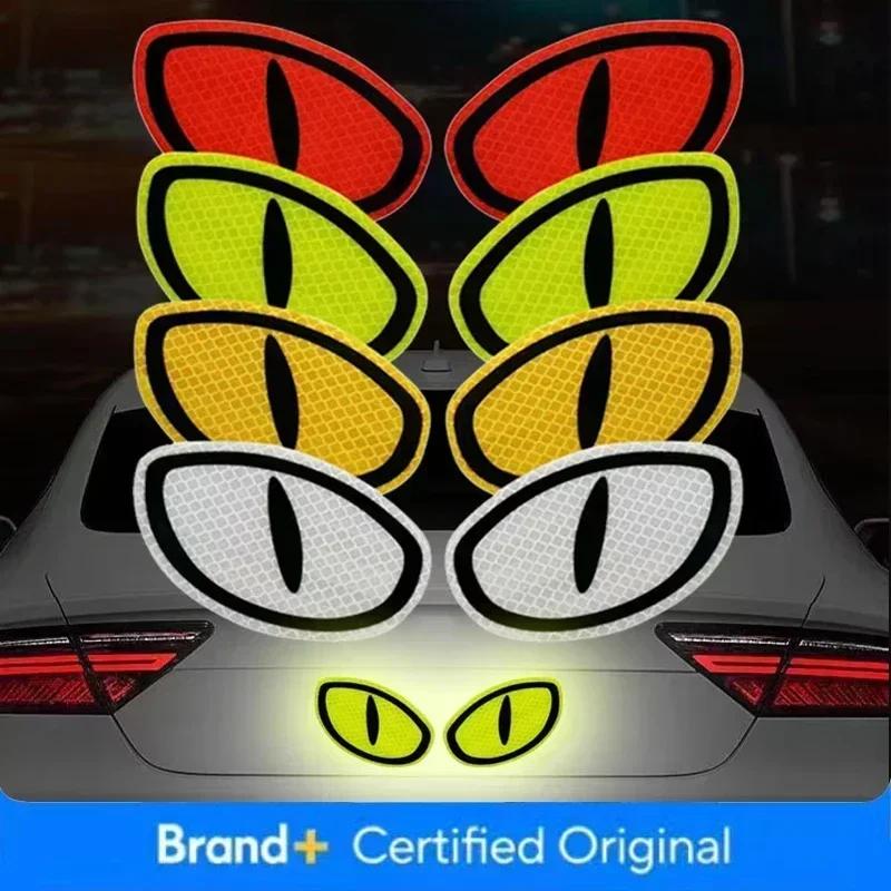 2pcs/Set Reflective Car Stickers Motorbike Helmet Improve Your Vehicle's Visibility And Safety With Devil Eye Stickers
