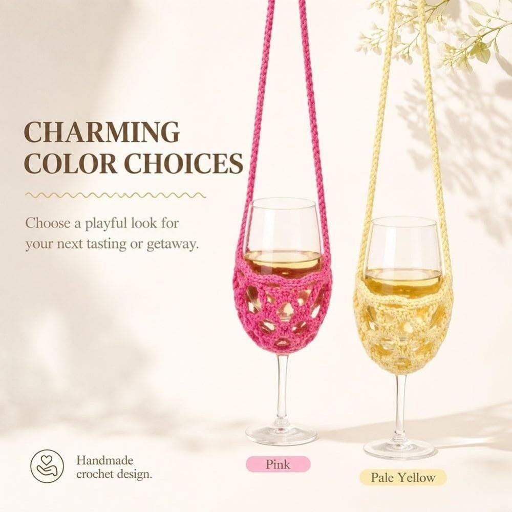 Knitted Wine Bottle Carrier Solid Color Mesh Tote Bag Portable Water Tote Bag Party Decor