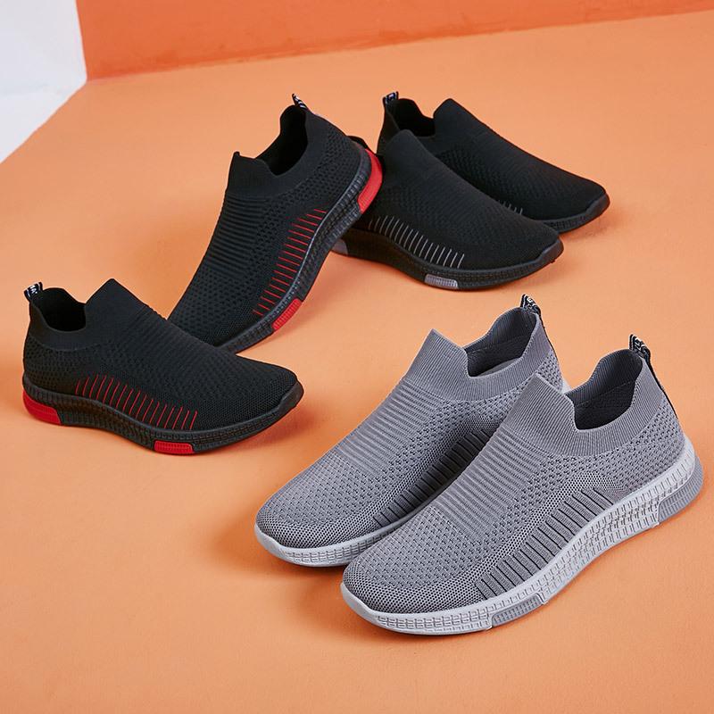 Men's Shoes Spring and Summer New Fashionable Casual Shoes Flying Knitted Breathable Lightweight Comfortable One-foot Sports Shoes for Men