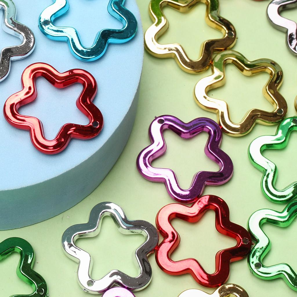 Loose Beads 10Pcs Star Pendant 30mm Imitation Metal Acrylic DIY Jewelry Accessories for Necklace Earrings Making Fashion