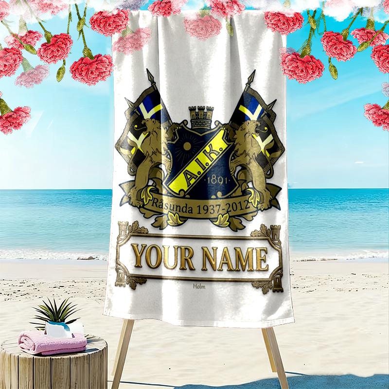 Custom Name AIK Print Beach Towel, Large Soft Quick Dry Towel for Beach Camping Swimming