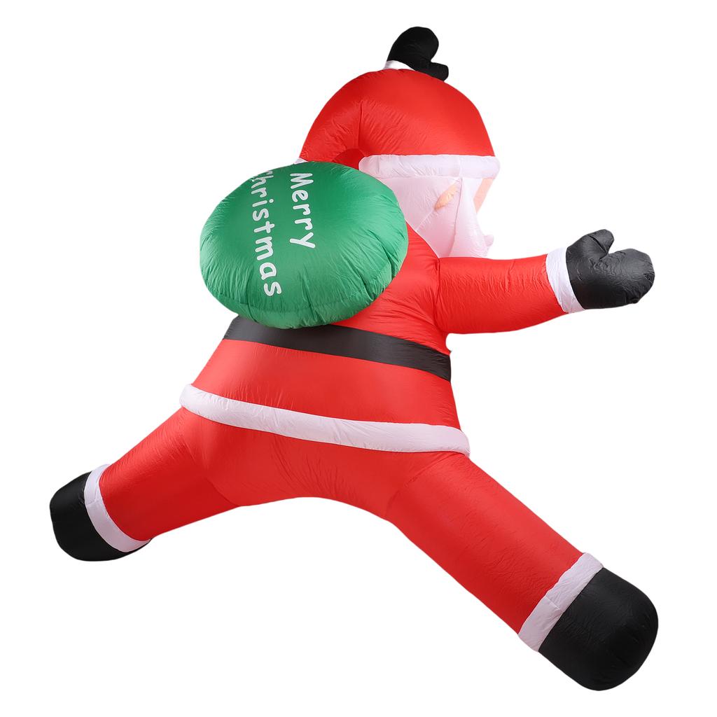 5.9ft Xmas Inflatable Santa Outdoor Decoration Climbing Santa with Present Bag Blow Up Decor Built In LED Light for