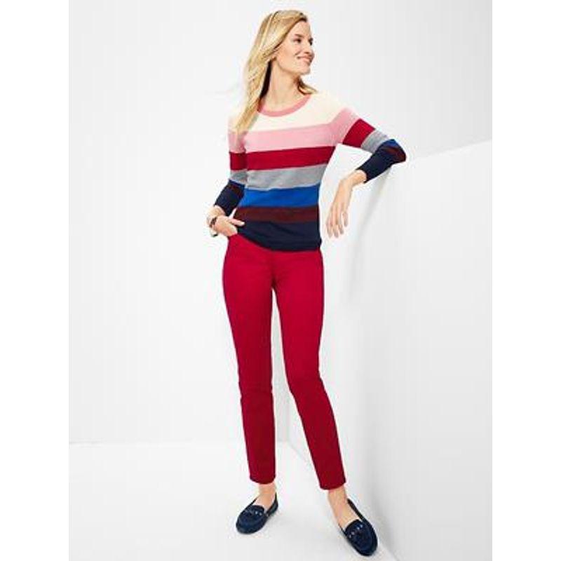 

TBS round Neck Chubby Girl Cotton All-Matching Striped Sweater Rainbow Strip S