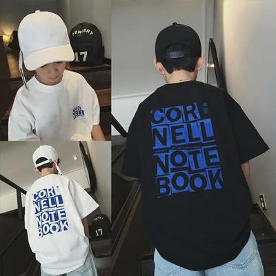2023 Kurzarm-T-Shirt aus reiner Baumwolle mit Buchstabendruck für Jungen