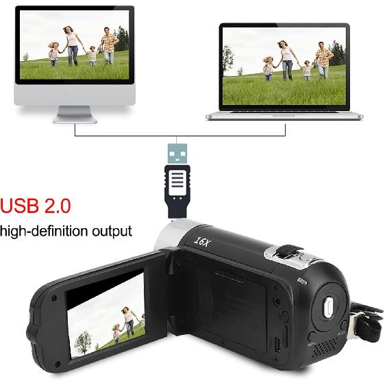 Ejoyous Digital Camera Recorder, DH‑90 High Definition Camera Image Video Camcorder 270° Rotation 2.7 Inch Colourful Display Screen 16X Zoom