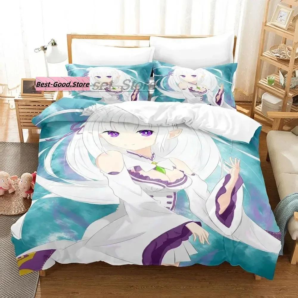 Re Zero Bedding Set Single Twin Full Queen King Size Bed Set Aldult Kid Bedroom Duvetcover Sets 3D Print Anime Bed Sheet Set