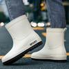 Water shoes rain shoes men's closed elastic bundle waterproof mouth medium tube water boots work rubber shoes velvet cotton warm rain boots