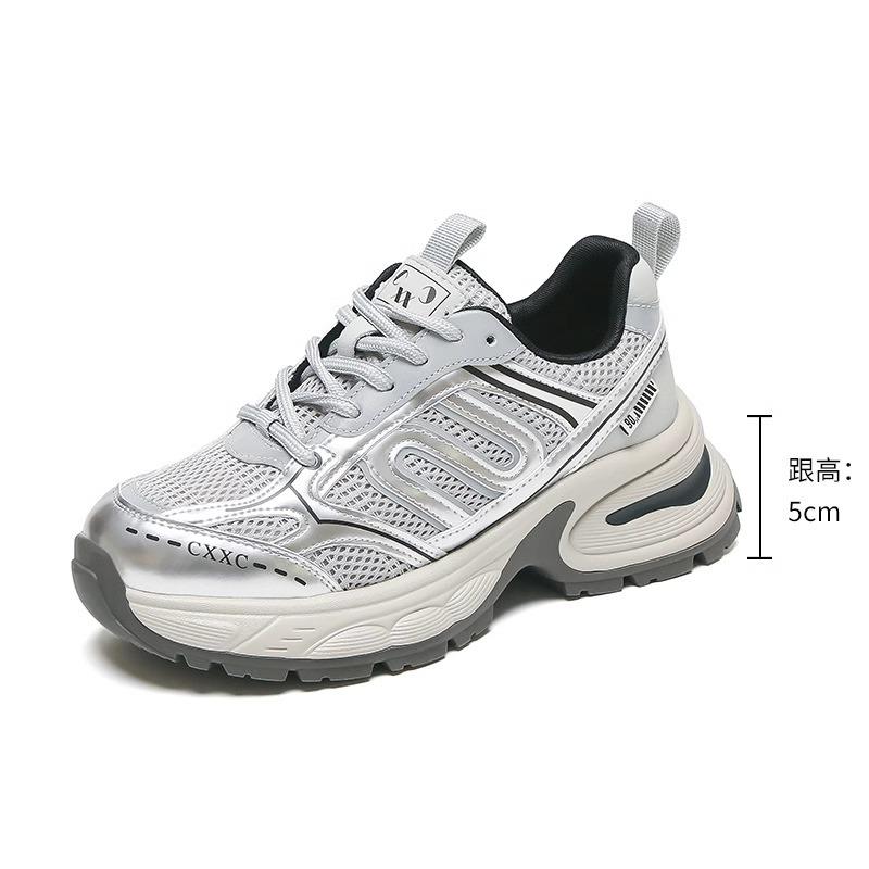 

Hong Kong style shows small feet and increases height. Thick-soled dad shoes for women s spring and autumn versatile super fire 2025 new popular ca 40 серебряный
